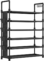 Vista 7 de Mavivegue 6 Tier Shoe Rack for 25-30 Pairs of Shoes,Metal Shoe Rack with Hook and Side Pocket for Closet,Entryway,Hallway,Dorm (6 Tier with Hook)