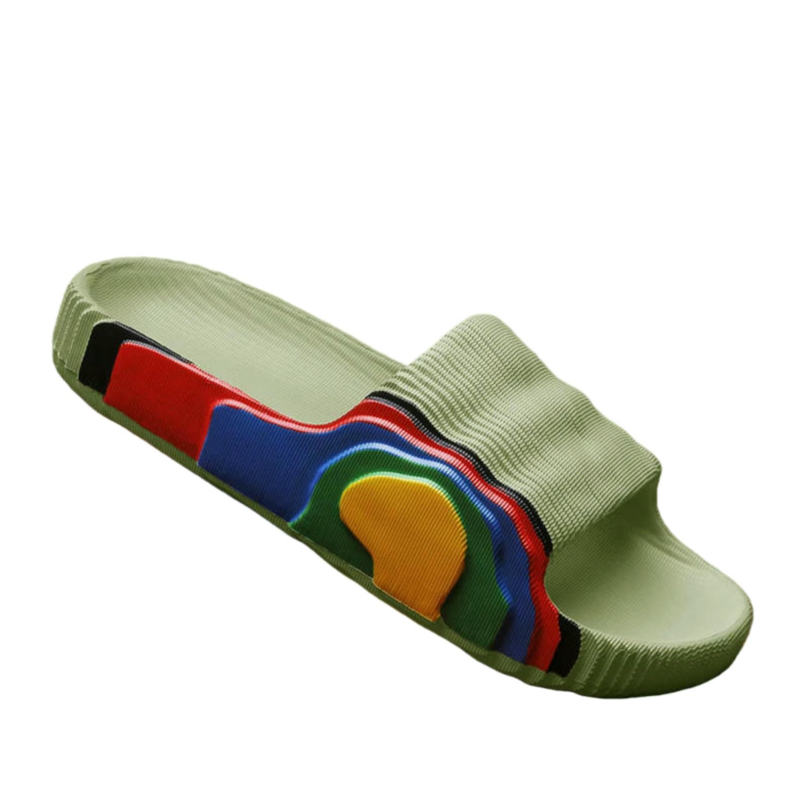 Gyios Summer Slippers Men's Eva Non-slip Slides Fashion Outdoor Indoor Women Colorful Printing For Men Shoes Unisex-2025 Green-35-36