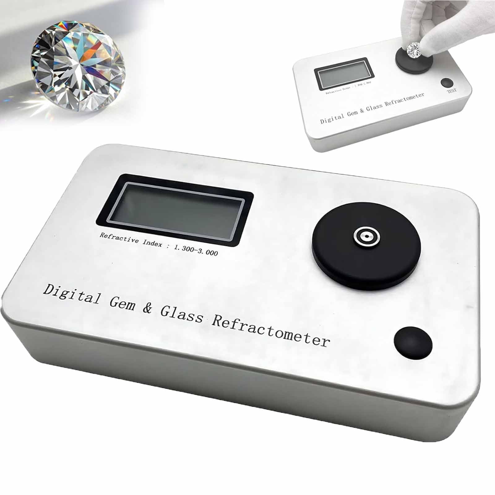 Refractómetro Digital para Gemas, Rango De Índice De Refracción (IR) De 1300 a 3000, Error De ±0,005/precisión De 0,001, Calibración Automática, para Joyería, Diamantes Y Jade