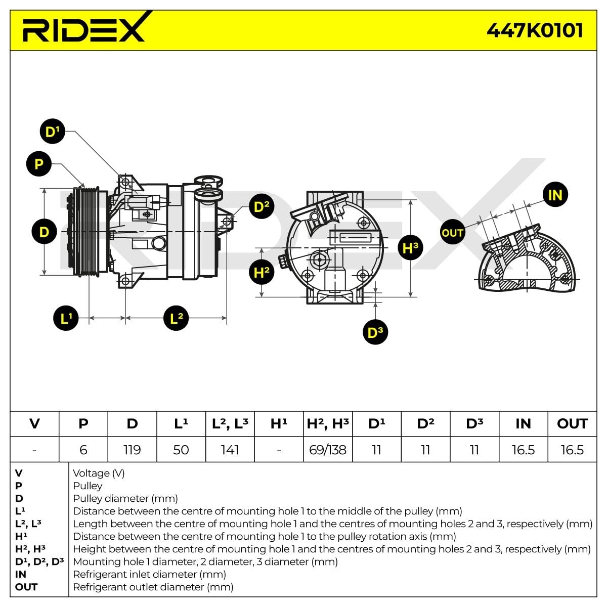 RIDEX 447K0101 Compressore aria condizionata con olio compressore-PAG Compatibilità con OPEL Astra G CC T98