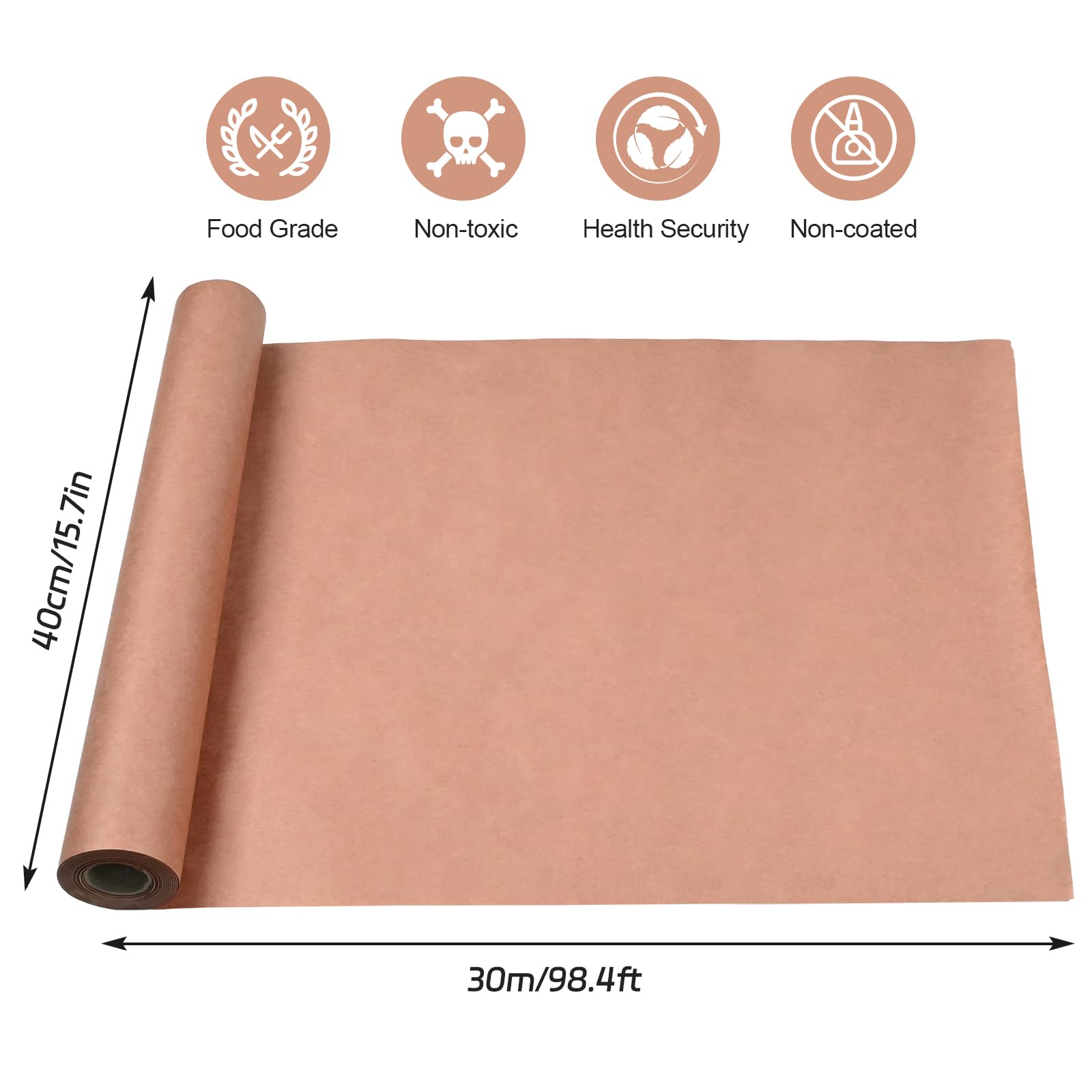 Pink Butcher Paper BBQ 40cm x 30m, Rotolo di Carta da Macellaio, Carta Kraft per Barbecue Rotol per Barbecue, Affumicatore, Carne di Pesce, Perfetta per Cucinare Succoso
