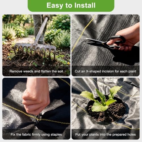 Cisvio Premium 6ft x 300ft Weed Barrier Landscape Fabric, Heavy Duty 3.2oz Woven Ground Cover, UV Resistant & Permeable Weed Control Cloth with Staples for Garden, Yard, Patio & Landscaping by Cisvio - Used condition - Image 5