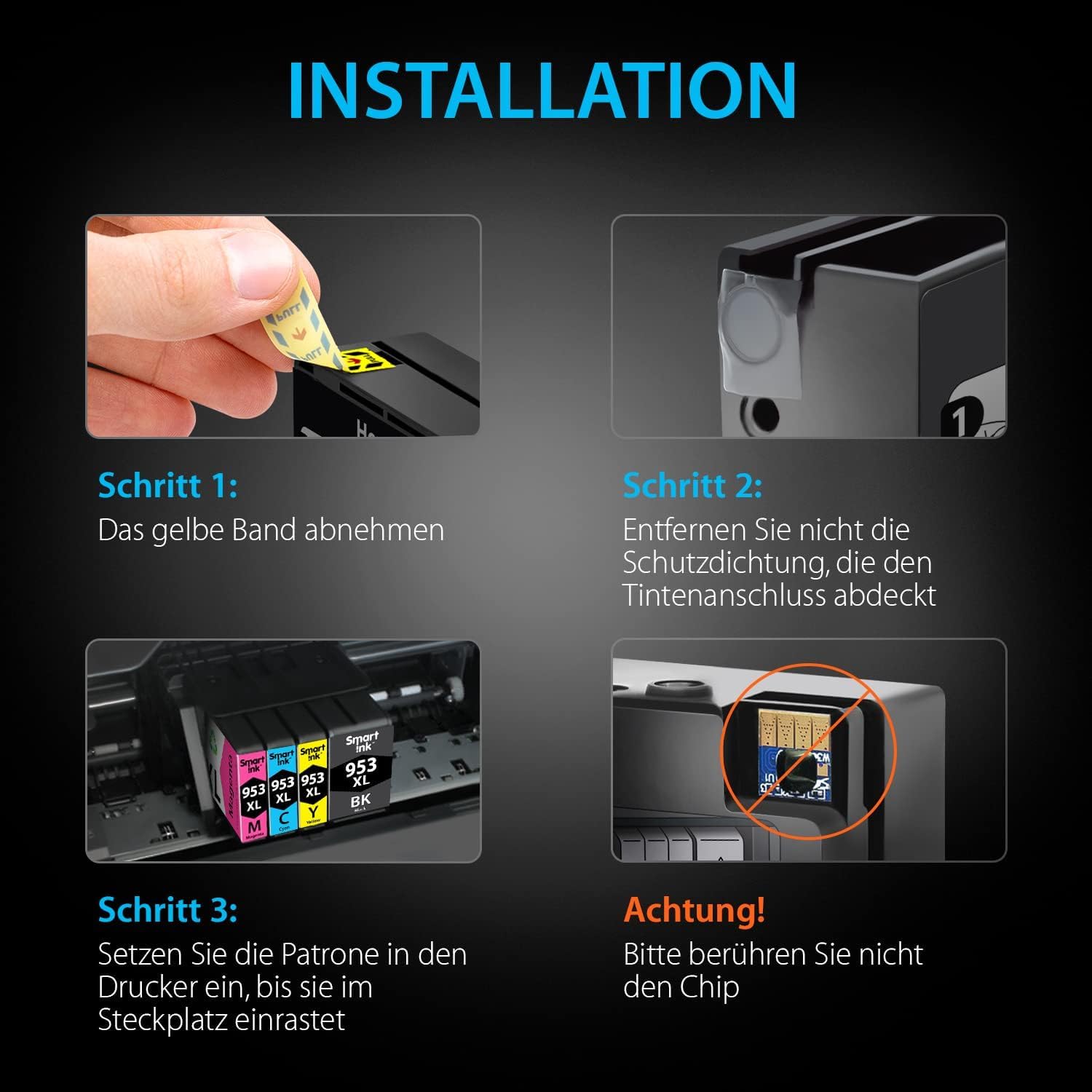Smart Ink Kompatible Druckerpatronen Ersatz für HP 953XL Multipack Schwarz Blau Rot Gelb Officejet Pro 7720 7730 7740 8210 8218 8710 8715 8718 8720