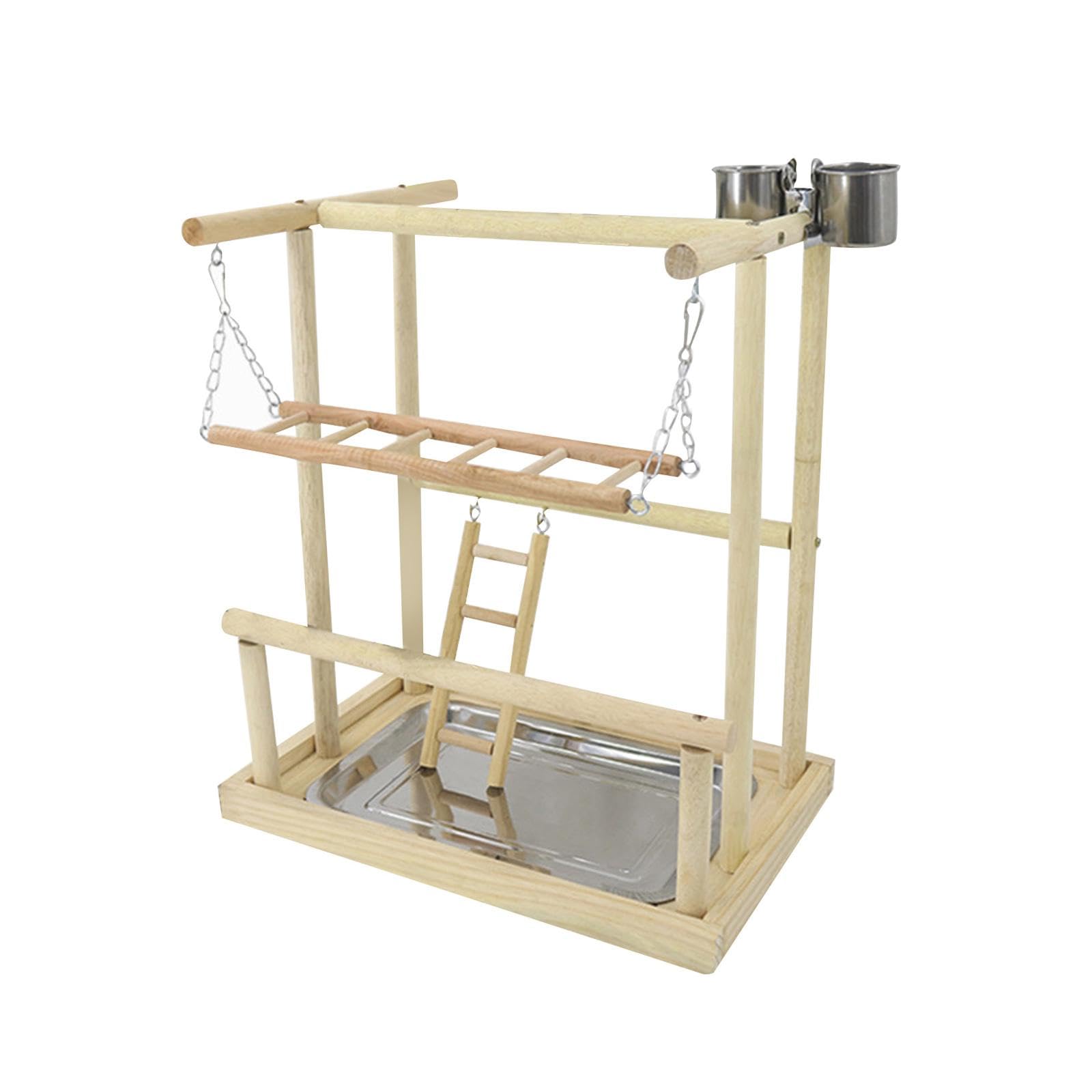 Papageien-Spielplatz, Sitzstange, Plattform, Übungskäfig, Zubehör, Vögel, Kauspielzeug, Holzspielständer for Turteltauben, Wellensittiche, Sittiche/1294/1174