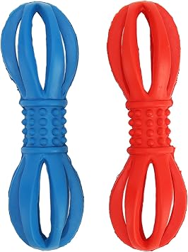 Dog Chew Toy, Relieve Boredom Lightweight Soft Rubber Hollow Dumbbell Dog Teeth Washing Toy, Dumbbell Dog Chew Toy for Small Meduium Large Breed