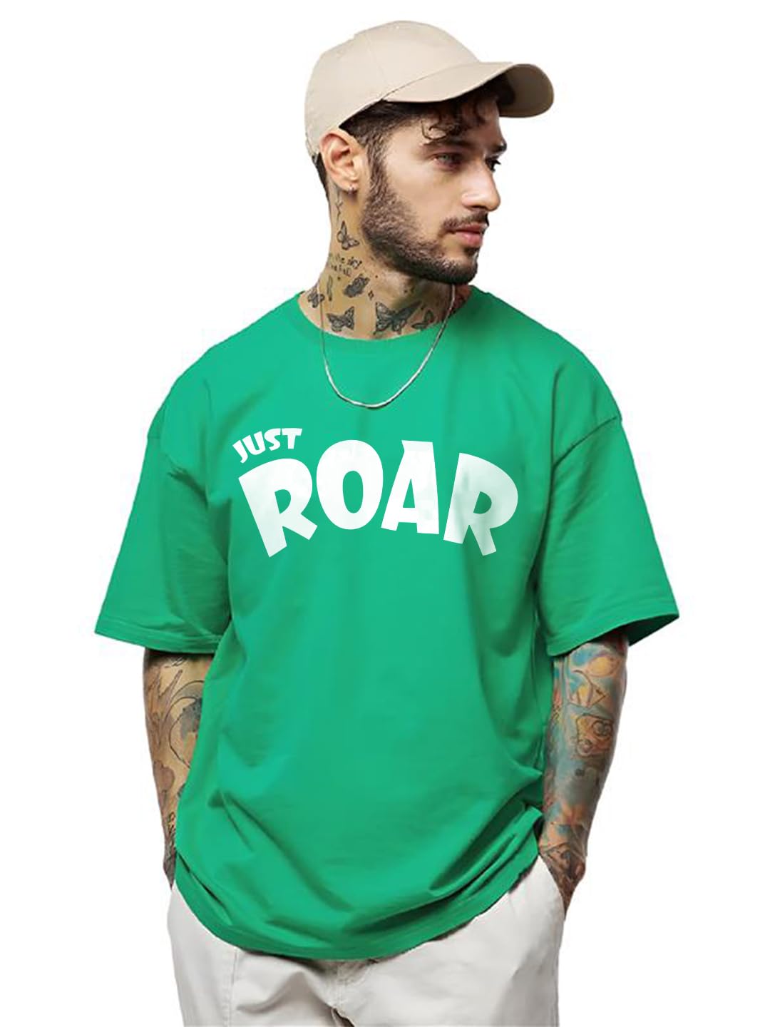 leotude Men's Cottonblend Oversized Half Sleeve Round Neck Regular Fit T-shirt-picture-19