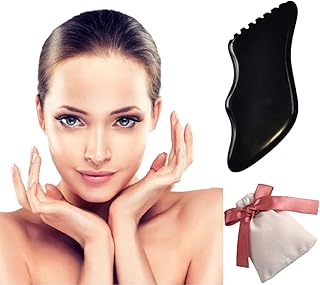 Flybirdshome Bian Stone Gua Sha Scraping Tool Suitable for gua sha tool for face and body ，Massage Scraping Tools guasha board Facial Sculpting Tool Muscle Scraper Tool gua sha comb（black）