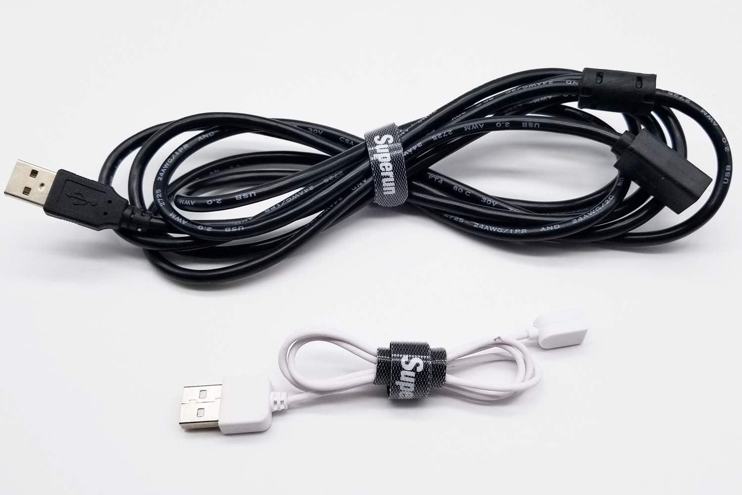 Superun 50 Pcs Black 8 Inch Reusable Cord Organizer Cable Ties, Fastening Hook and Loop Wire Wrap Management
