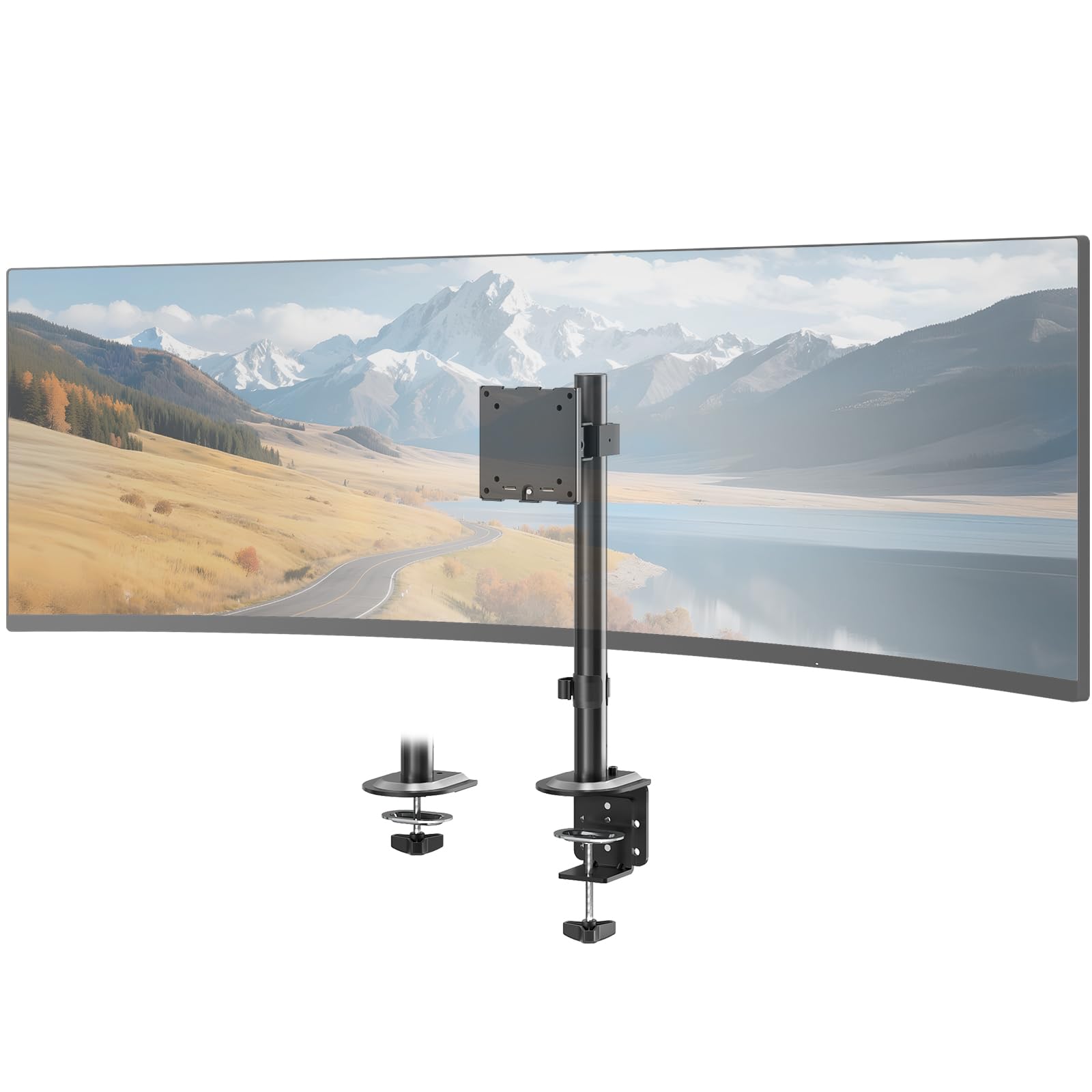 Soporte para Monitor de 1 Monitor 17-49 Pulgadas - Soporte Vertical Ajustable en Altura con 20 kg, inclinable Giratorio rotable, VESA 75/100 mm, Negro
