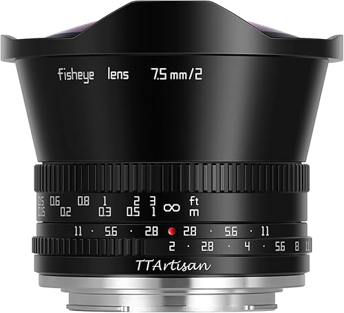 TTArtisan APS-C 7.5mm F2.0 Lente Fisheye con ángulo de visión de 180° de marco medio Compatible con cámaras de montaje MFT M4/3 como EPM1, EPM2, G1,
