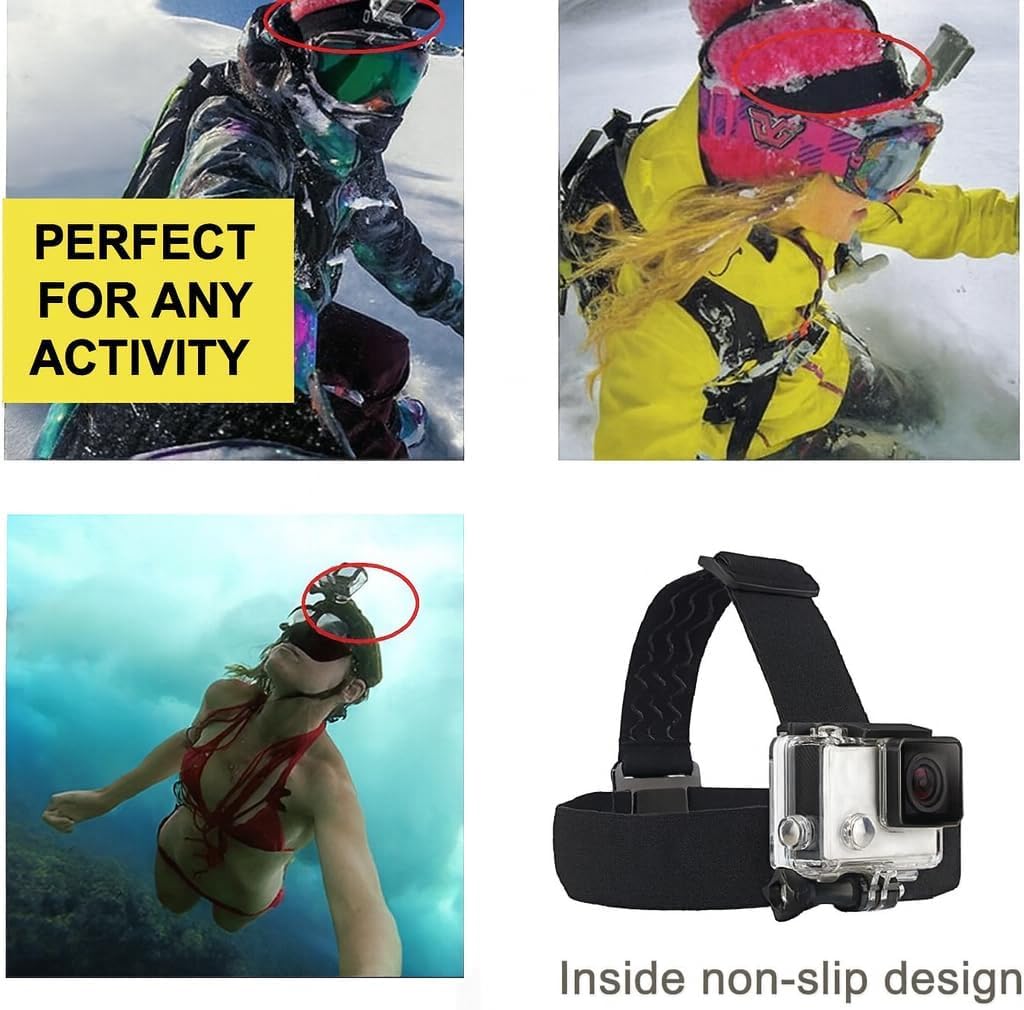 Head Strap Mount for gopro Hero 13/12 / 11/10 / 9/8 / 7/6 / 5/4 β Adjustable Head Belt with Action Camera Mount for POV Shooting, Compatible with DJI & Insta360 3