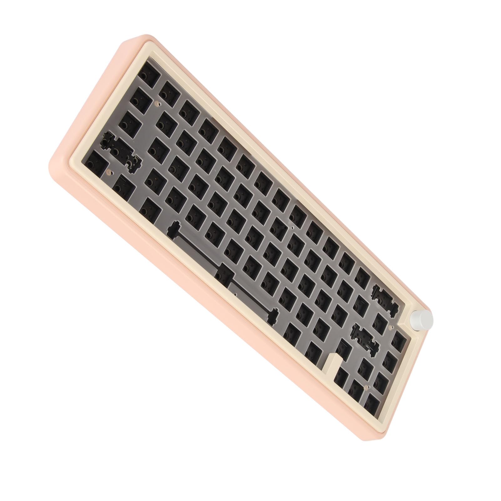 Kit de Teclado DIY Mecanizado CNC, Teclado Barebone de Intercambio en Caliente, Inalámbrico de Alta Dureza, 2,4G, Tipo C, con Cable, Bricolaje para Oficina (Pink)
