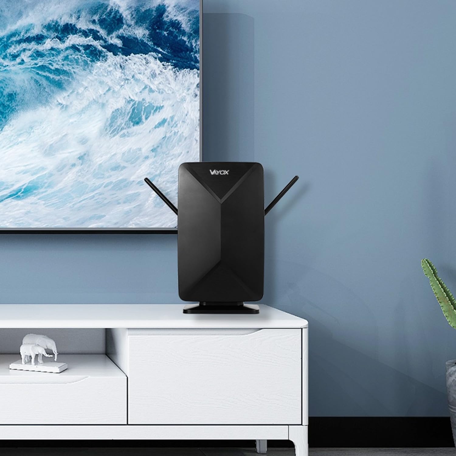 Antenna attiva, da interno, da esterno, DVB-T2, TV terrestre 4K, Vayox