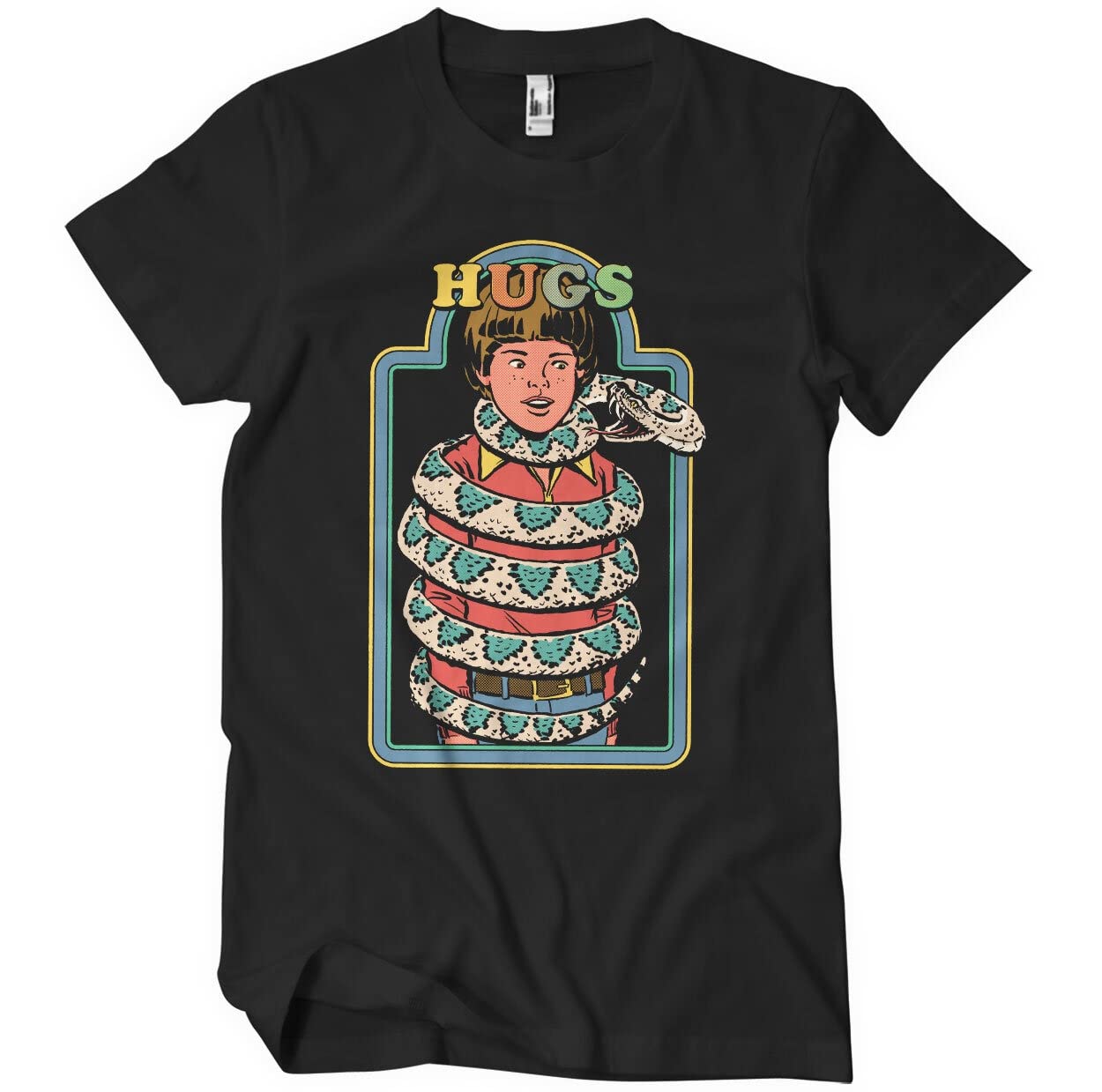 Steven Rhodes Men's Black Officially Licensed Hugs T-Shirt (Black), Large