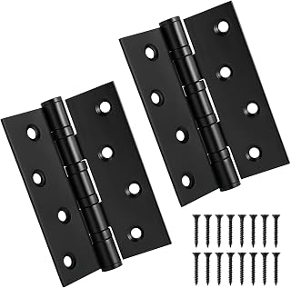 2 Pack Matte Black Door Hinges 4 Inch x 3 Inch, Heavy Duty Thicken Stainless Steel Interior Square Door Hinges, Bifold Residential Standard Bedroom Door Hinge.