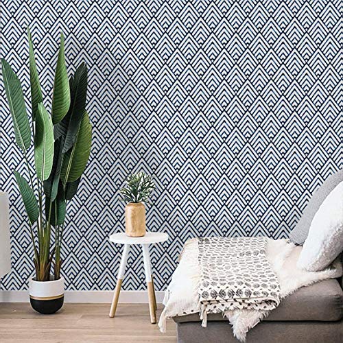 Livebor Arrowhead Deep Blue Peel and Stick Wallpaper 196.8”X 17.7” Blue Wallpaper Wall Decorative Removable Wallpaper Stick and Peel Geometric Self Adhesive Wall Paper Vinyl Film Shelf Drawer Liner