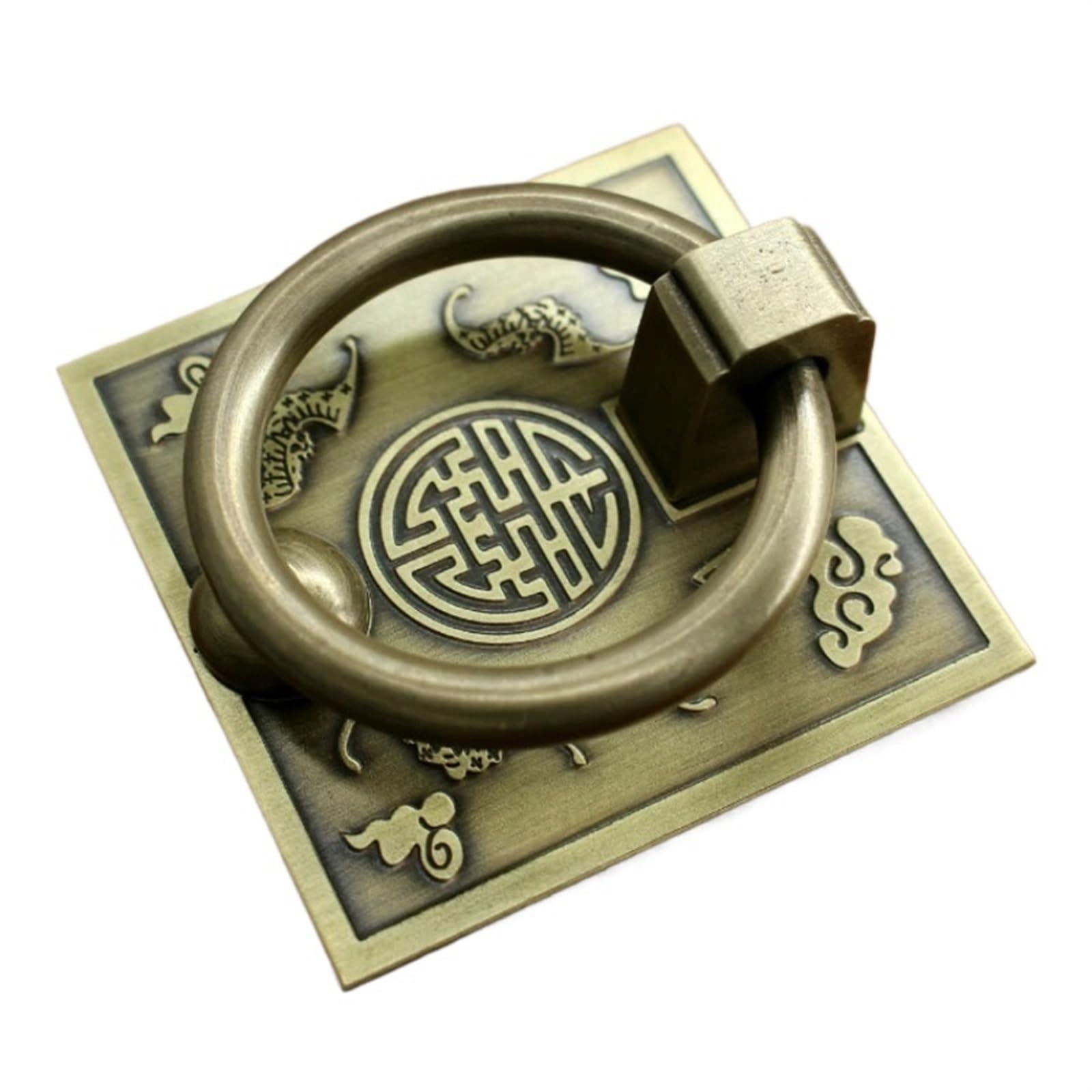Heurtoir De Porte Heurtoir de porte en laiton, fenêtre, bois, armoire, tiroir, bouton cuivre, décoration la maison(9.5cm bronze knocker)