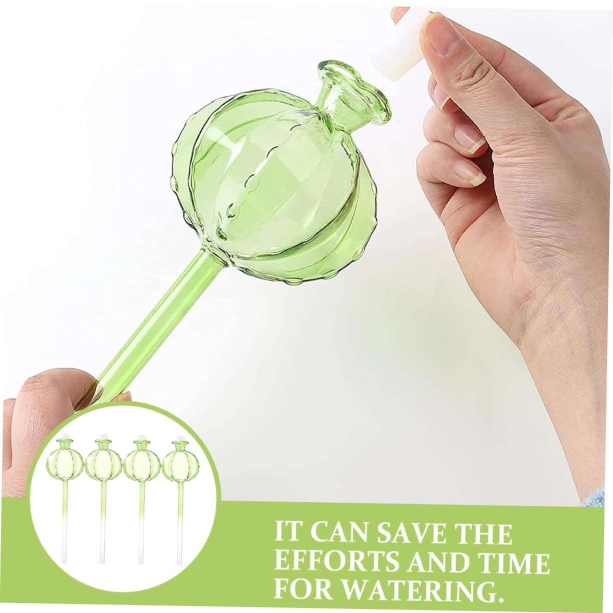 IMIKEYA Globes D’arrosage Automatique Cactus 4 Pièces en Verre Borosilicate