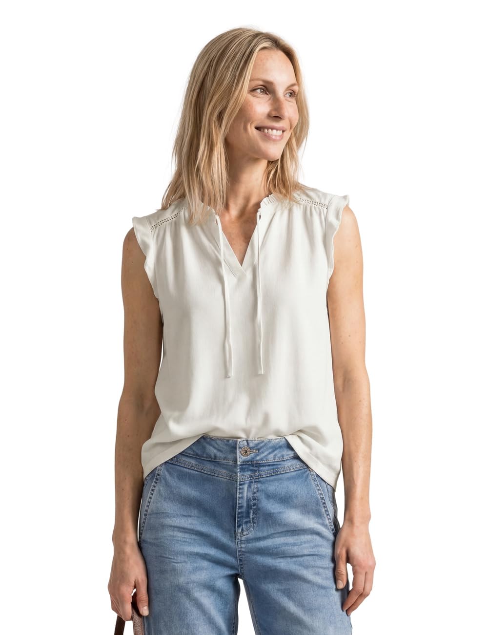 Street One 3230487 Top con Mezcla de Textura y Detalles de Crochet Mujer (Pack de 1)