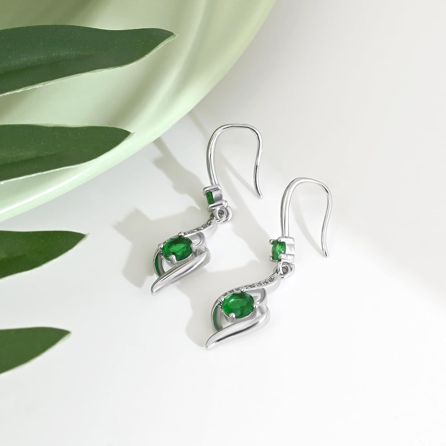 925 Sterling Silver Heart Dangle Earrings with Cubic Zirconia & Birthstone - Women's Fashion Jewelry, Hypoallergenic Drop Design - Image 6