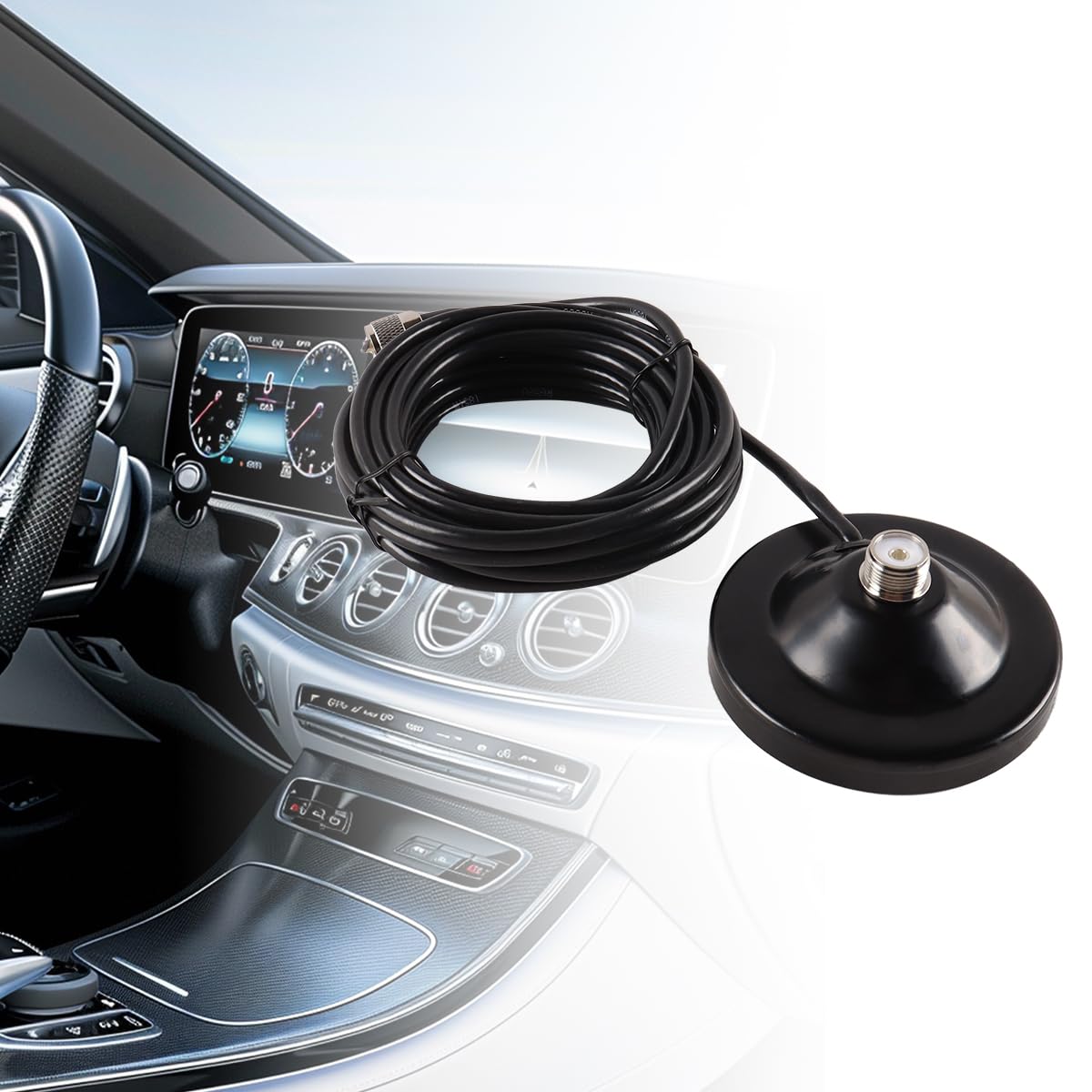 Gorise Antena de Radio magnética para Coche con Ventosa y Cable Macho PL259 de 5 m para Base magnética de Antena CB