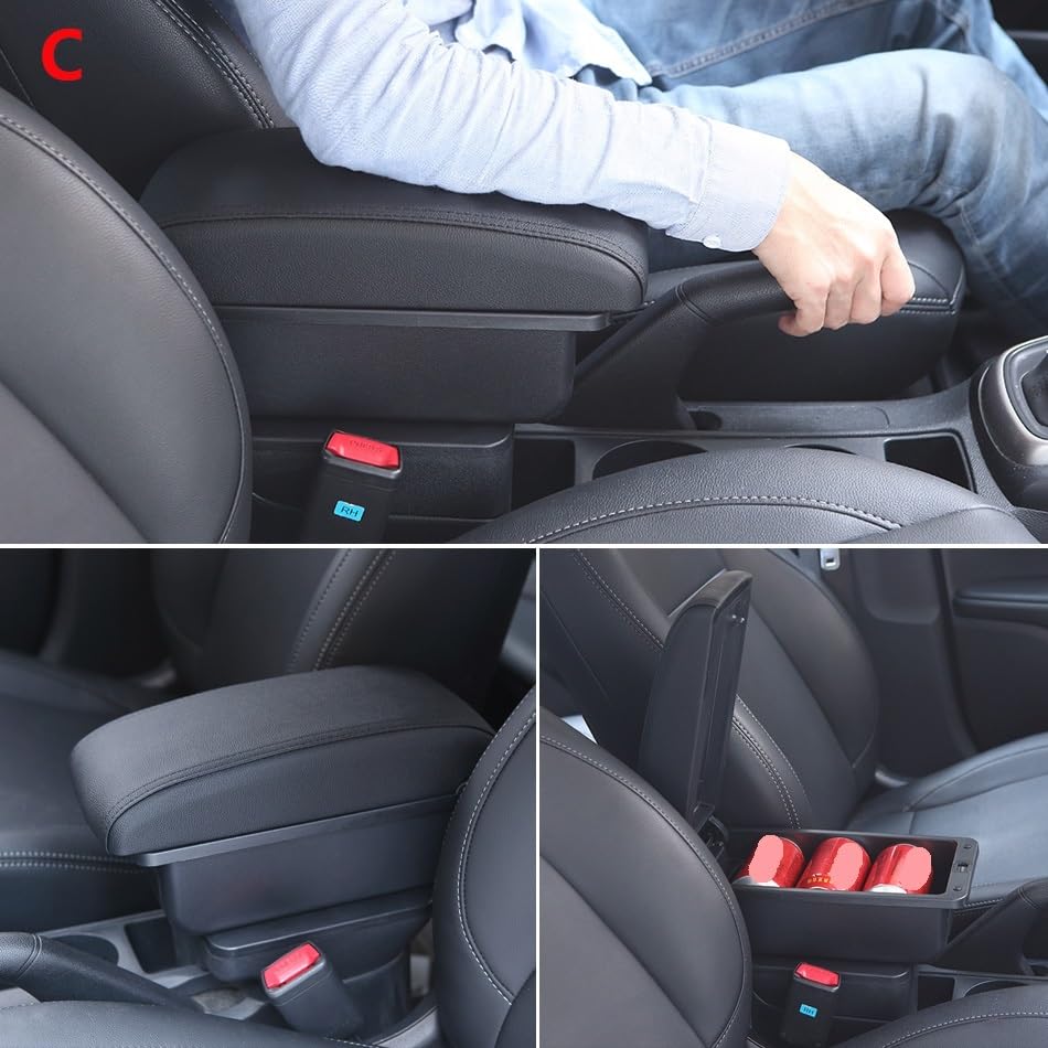 Bandeja de Silicona para Consola Reposabrazos compatible con Honda Jazz (2003-2007), caja de almacenamiento para el brazo, accesorios para el coche.(C3 Black white NOUSB)