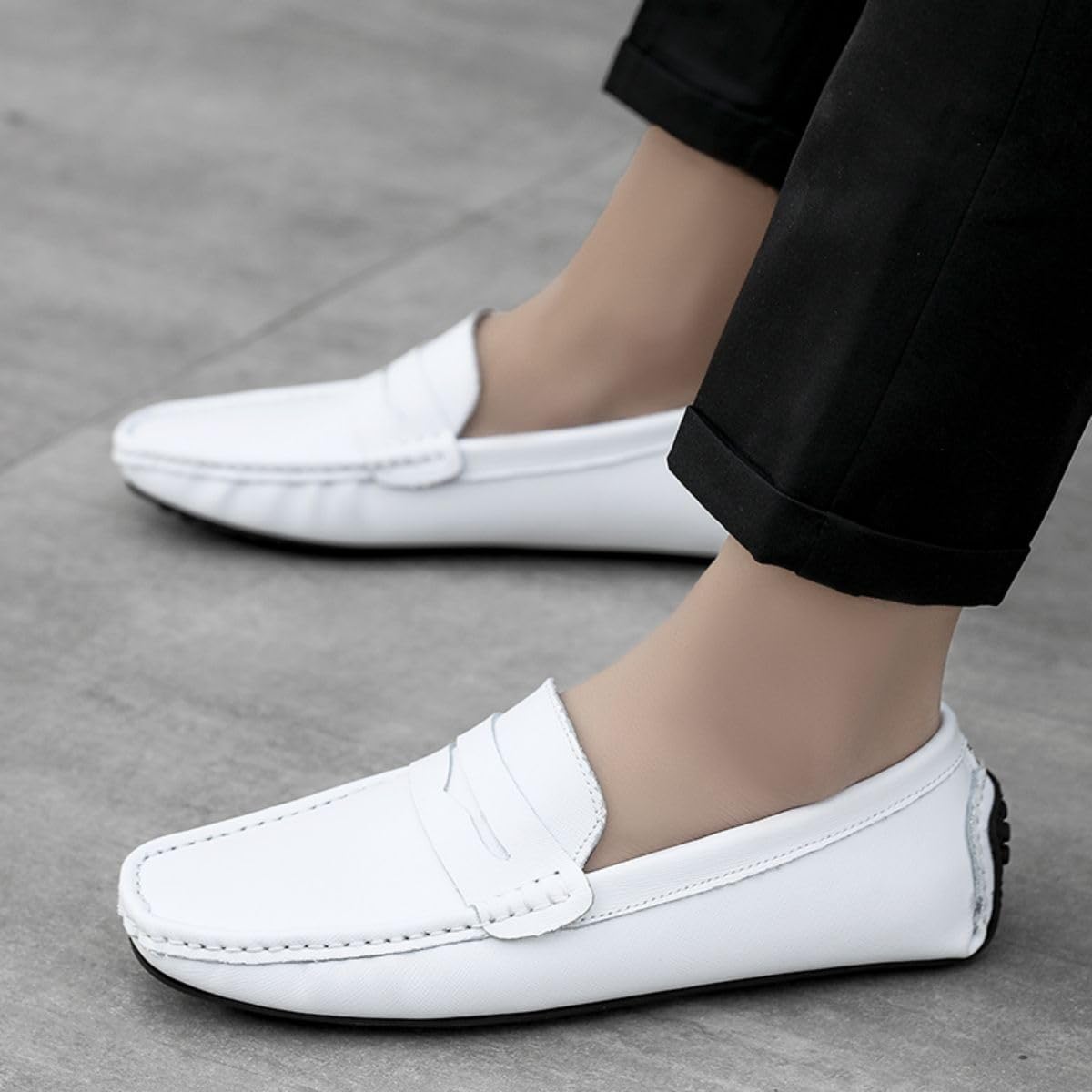 Mocasines para Hombre de Cuero Moda Slip-on Shoes Driver Shoes Casual Flat Shoes 38-49 EU