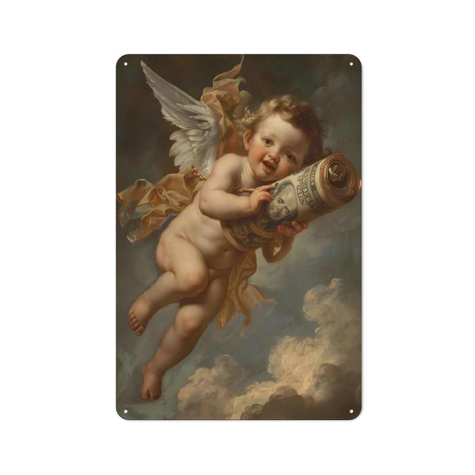 Junmoney Angel For Hobby Room Or Studio, Rustic Metal Sign 30X20cm, For Creative Interior Collectors Refreshing A Room In Autumn