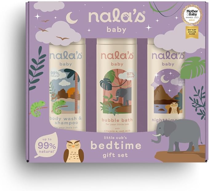 Nala's Baby Bedtime Gift Set Body Wash & Shampoo, Nighttime Oil