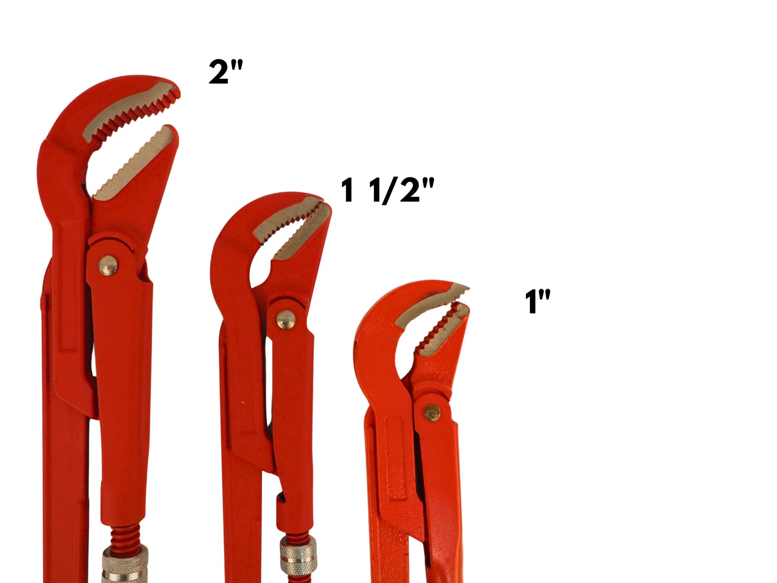 3-częściowy zestaw szczypiec do rur – 1" 1,5" 2" – regulowany stalowy klucz do rur – czerwone hydrauliczne szczypce do rur – wytrzymała konstrukcja stalowa do instalacji sanitarnych i