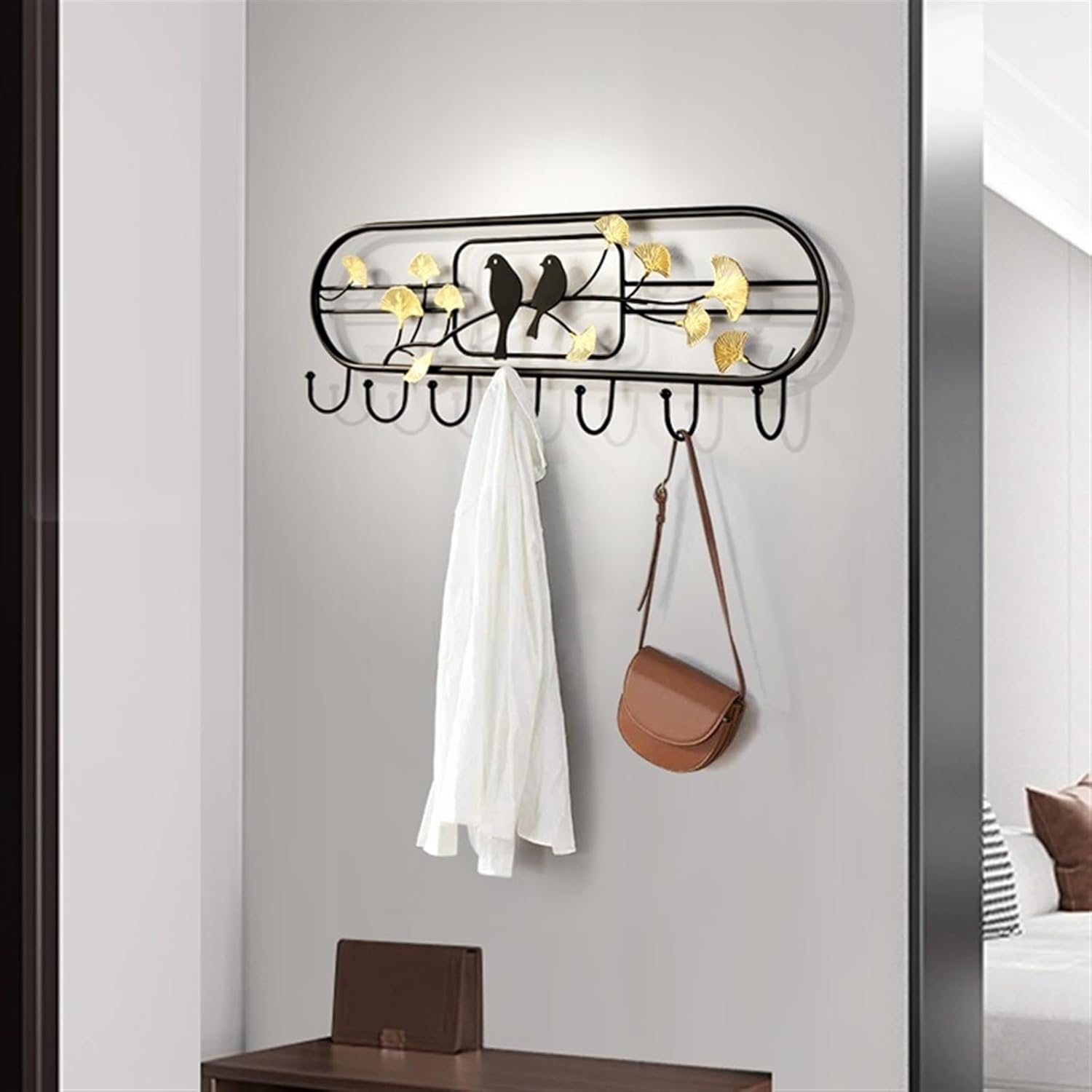Wall Mounted Coat Rack Coat Rack Wall Mount Black, Wall Mounted Coat Hooks for Hanging Coats, Decorative Hat Rack for Wall with 7 Hooks Rack for Wall
