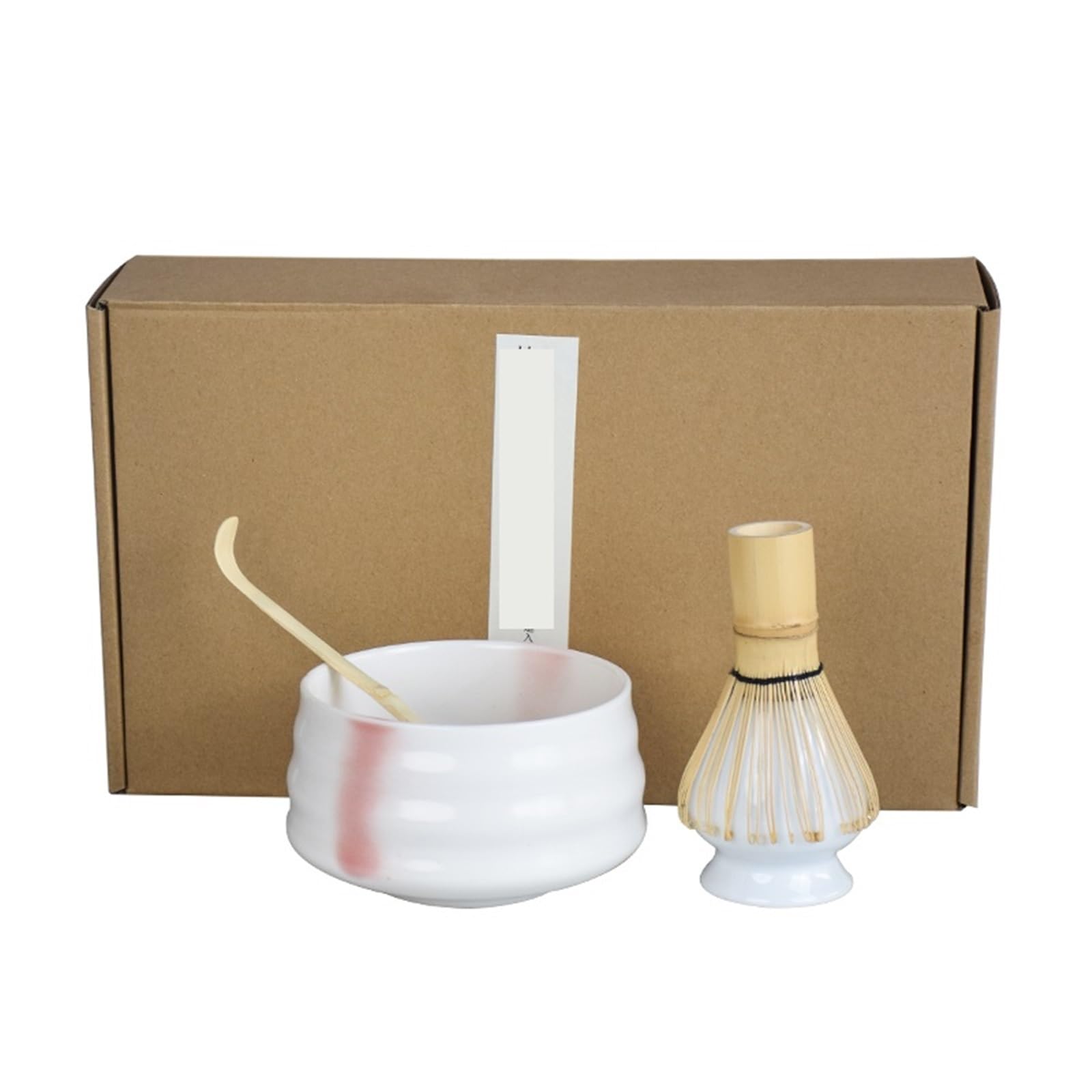 Juego De Té Matcha Juego De 4 Piezas Té Matcha Hecho A Mano, Fácil Limpiar, Con Soporte, Cuenco, Batidor, Cuchara, Accesorios Tradicionales For Ceremonias(Tea white)