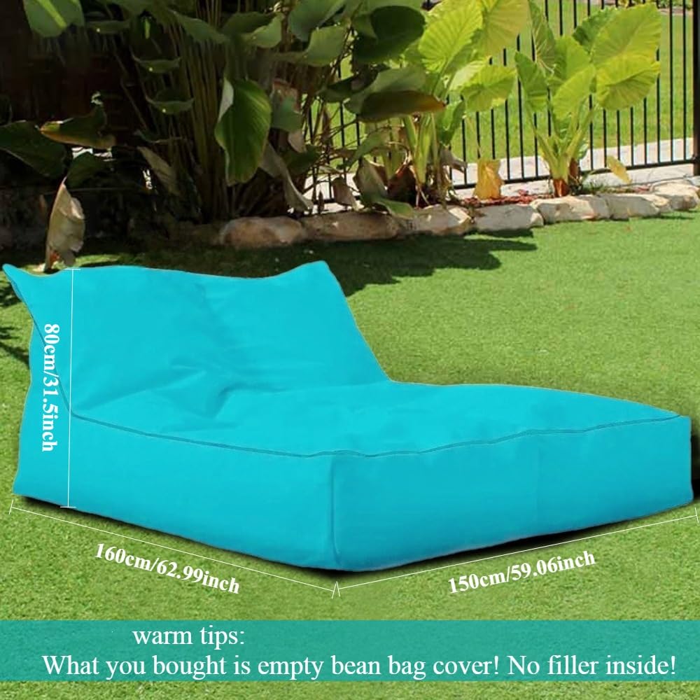 SXBCyan Fodera Poltrona a Sacco (Senza Imbottitura) Pouf da Esterno Giardino Impermeabile, in Oxford, Giardino, Spiaggia, Piscina, Galleggiante, Adulti(2 Seat-Black)