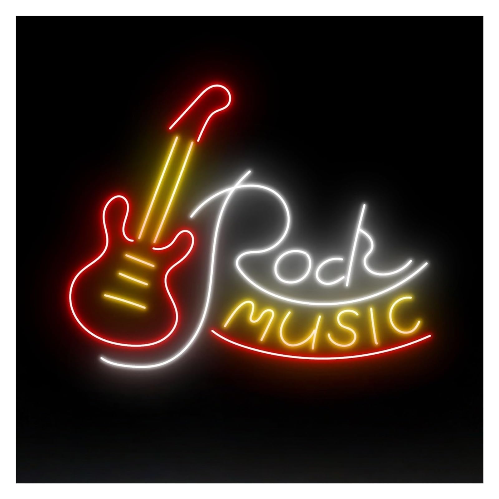 Insegna al Neon Insegna Al Neon Rock Music Con Chitarra Elettrica E Luce Dimmerabile Per Feste Camere Da Letto Studi Musicali Negozi Festival Decorazioni 45cmx38cm