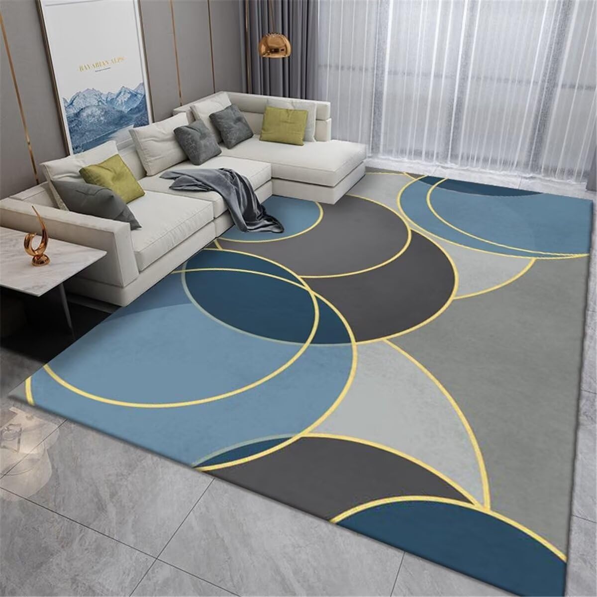 Deco Chambre Adulte Tapis Exterieur Enfant Tapis de Cuisine Gris-Bleu Durable antidérapant Tapis Antistatique 160X230CM