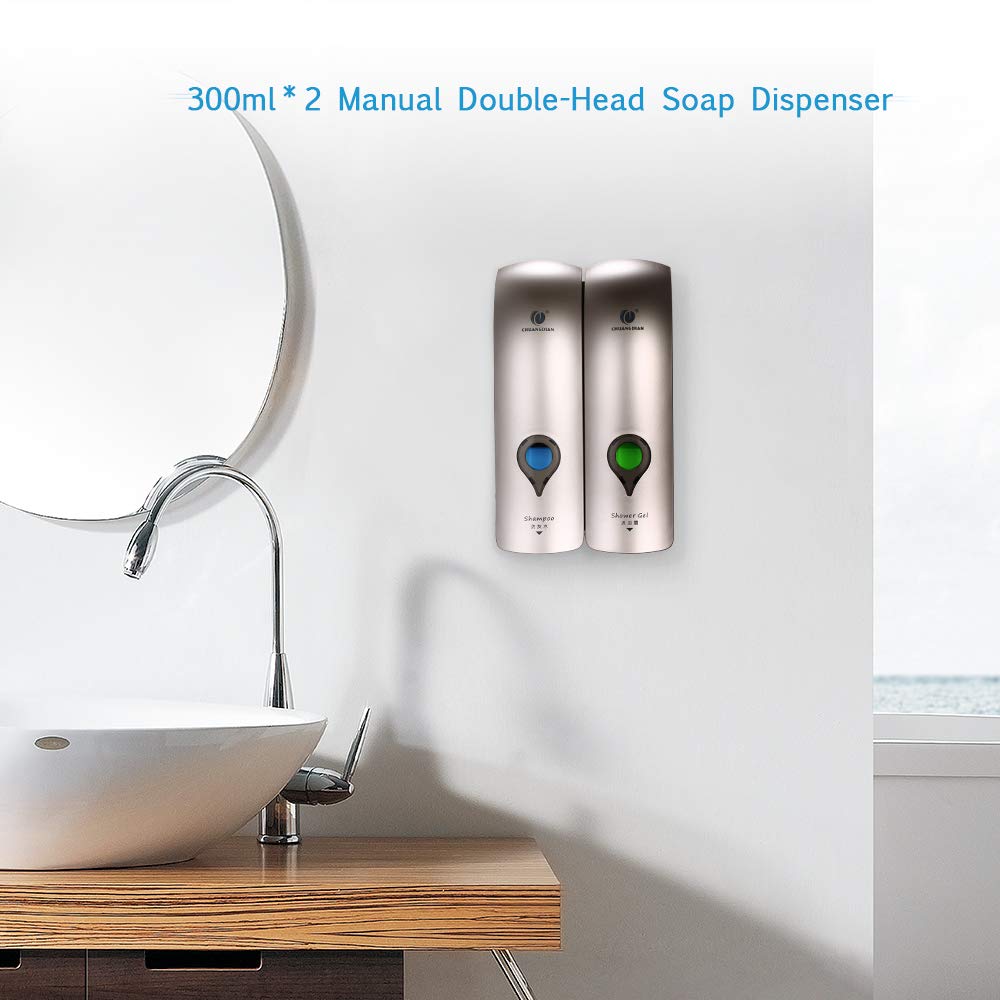Decdeal 300 ml x 2 Seifenspender, CHUANGDIAN Seifenspender für Dusche Bagno Shampoo Bagnoschaum Champagne ORO