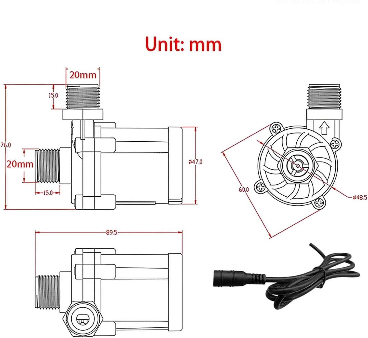 DC24V 1000L/H Portable Silent Brushless Motor Submersible Circulating Booster Pump Can Be Equipped with Adapter(4120A)