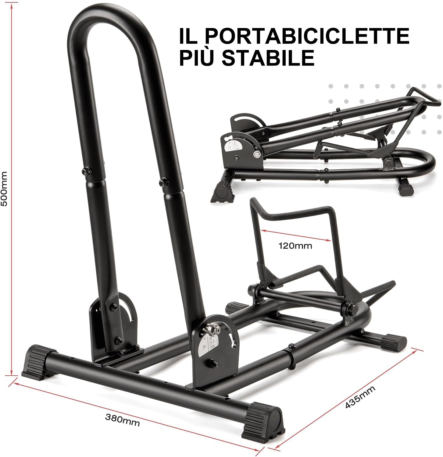 CXWXC Cavalletto per biciclette da interno pieghevole, supporto per biciclette per garage e casa, adatto per mountain bike, bici da corsa e e-bike da 26 a 29 pollici