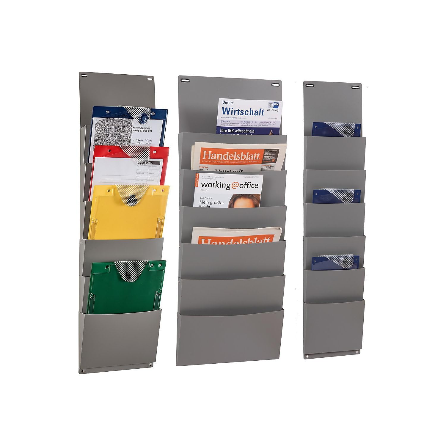 PP Planboard zur Aufbewahrung von Dokumenten, Zeitschriften oder Auftragstaschen, Grau, Maße 900 x 250 mm, Format A4 hoch, Sichtrand 12,5 cm, Verpackungseinheit: 1 STK