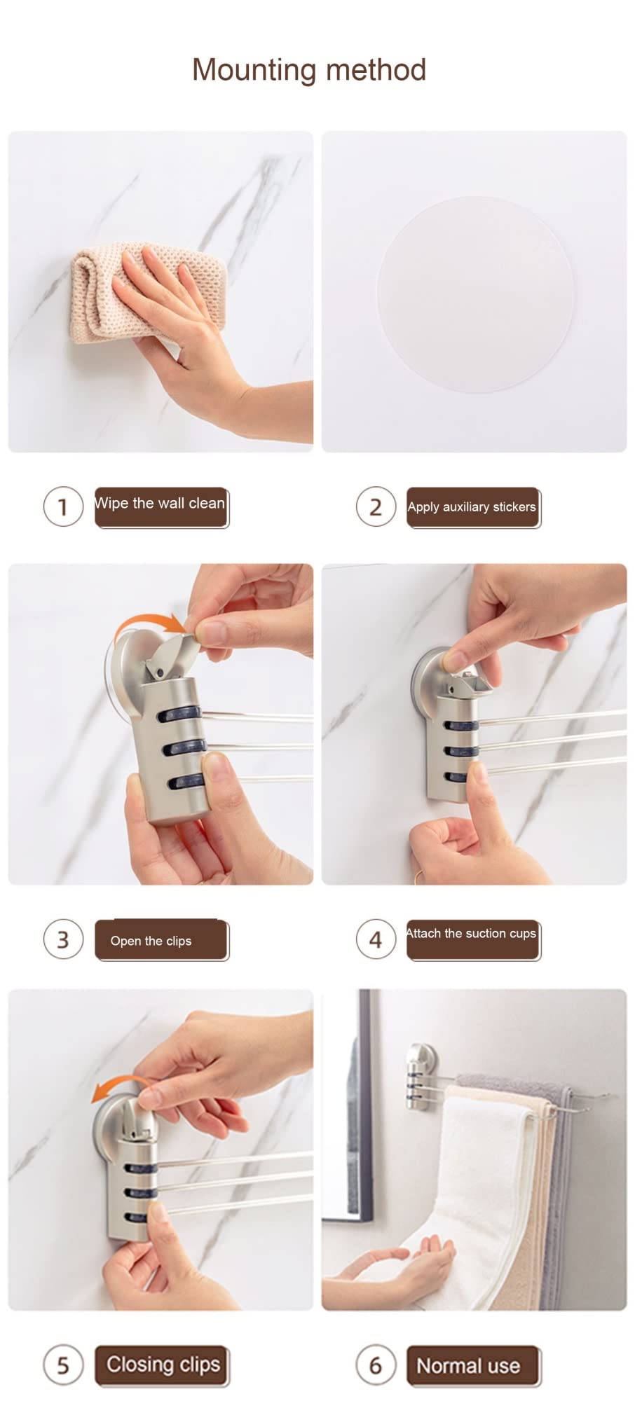 Handtuchhalter für Badezimmer, Kupfer, Badezimmer-Handtuchhalter, gebürstetes Gold, drehbare Handtuchstange, Badezimmer-Trockengestell mit mehreren Stangen