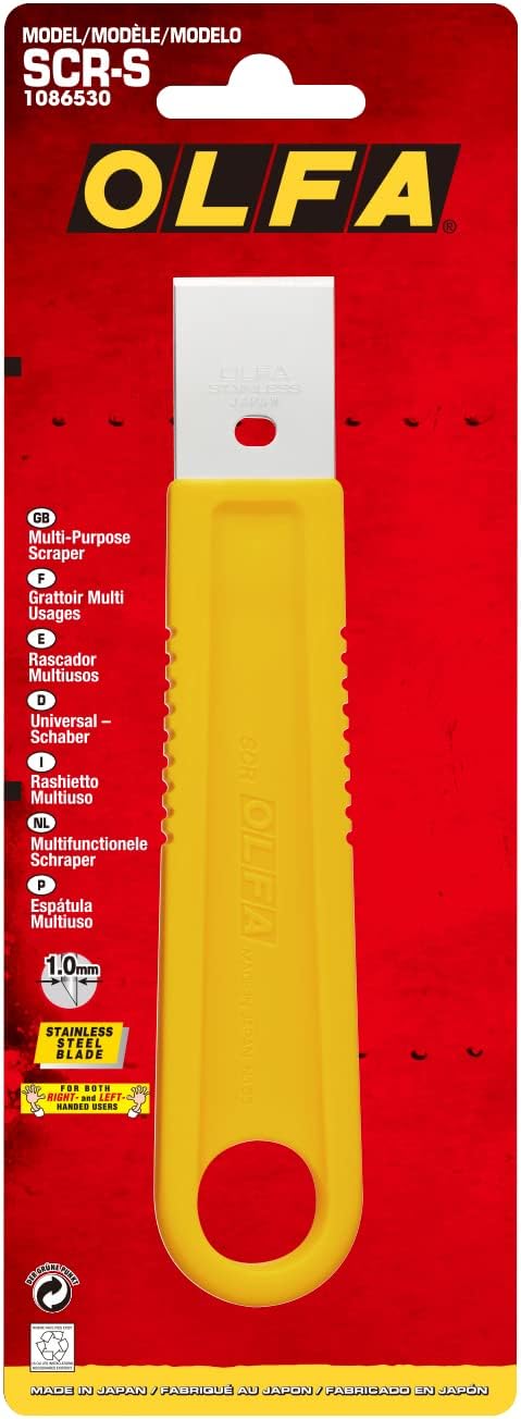 OLFA 25mm Multi-Purpose Razor Scraper (SCR-S) - Disposable Stainless Steel Razor Blade Scraper Tool with Heavy Duty Handle for Cleaning, Scraping, Paint Removal, Caulk, Glass, Metal