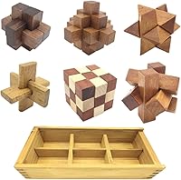 Vista 1 de Guaishou 6-in-One 3D Luxury Wooden Brain Puzzle Teaser Kongming Lock for Teens and Adults Includes Storage Box