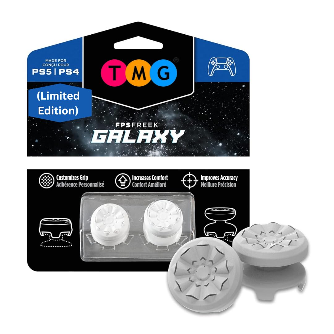 TMG PS5/PS4 Controller Analog FPS Extenders Thumbstick Galaxy with 2 High Rise Convex 1 High-Rise,1 Mid-Rise for PS4/PS5 Controller-White-image-23
