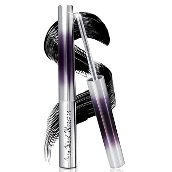 3D Curling Iron Wand Mascara, Metal Mascara Wand Black Washable Telescopic TubingMascara Fiber Lash Extension Non-Clumping Smudge-Proof Long Lasting No-Flake