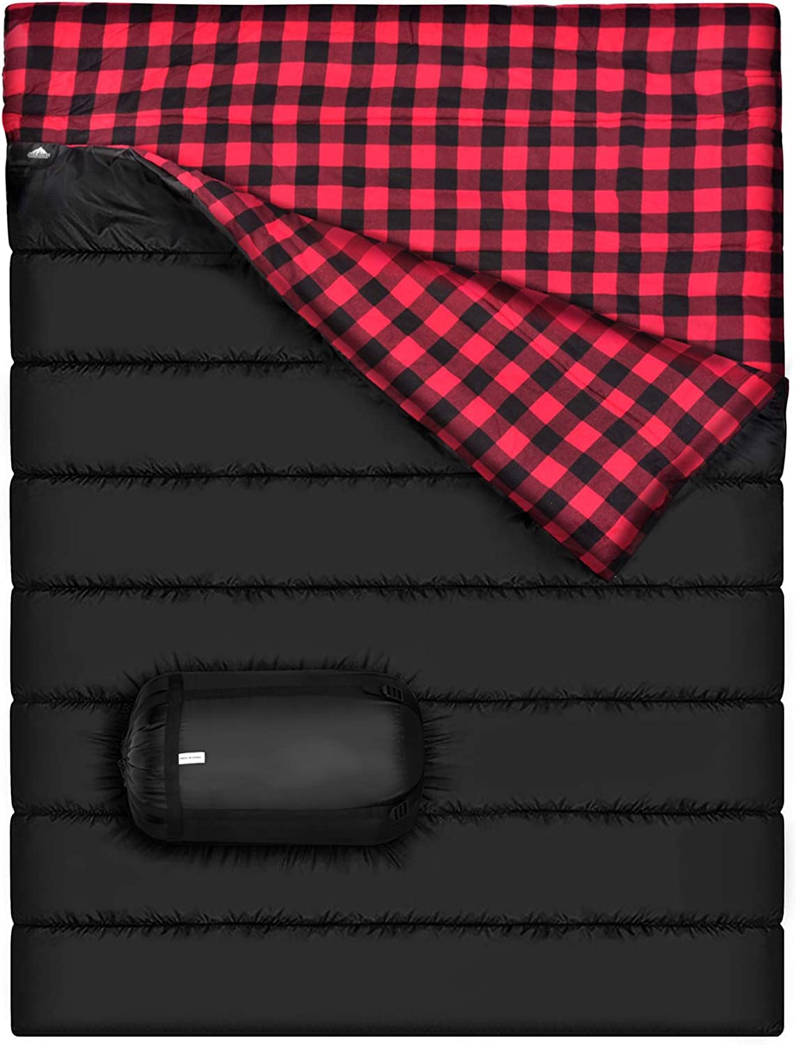 Mofish Cotton Flannel Double Sleeping Bag with 2 Pillows for Camping Backpacking Or Hiking. Waterproof Lightweight Sleeping Bag for Adults, for Truck, Tent, Or Sleeping Pad