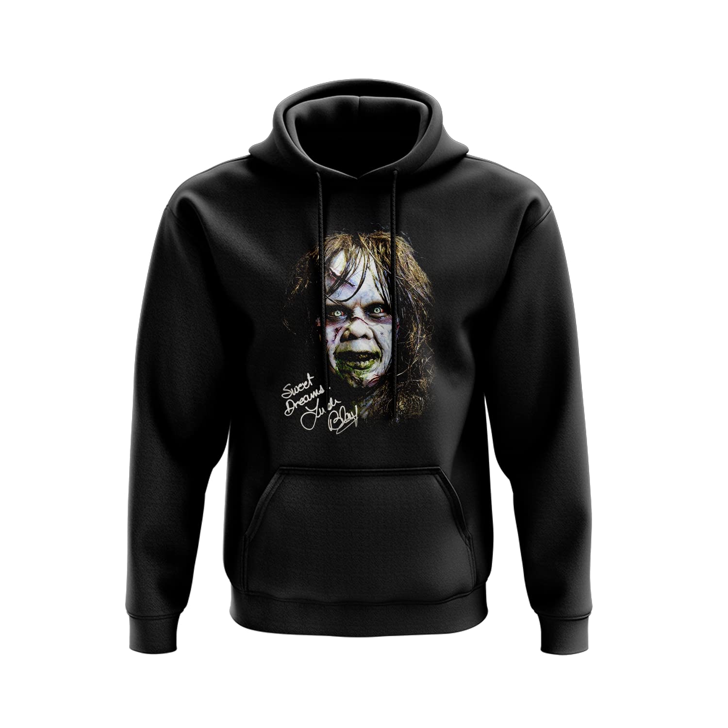 Smartypants Unisex Black Prime The Exorcist Ghost Black Hoodie Pullover - Halloween Supernatural Ancient Demon Possessed Scary Horror Thriller Classic Cult Film Movie Cinema Gift Present (Medium, )