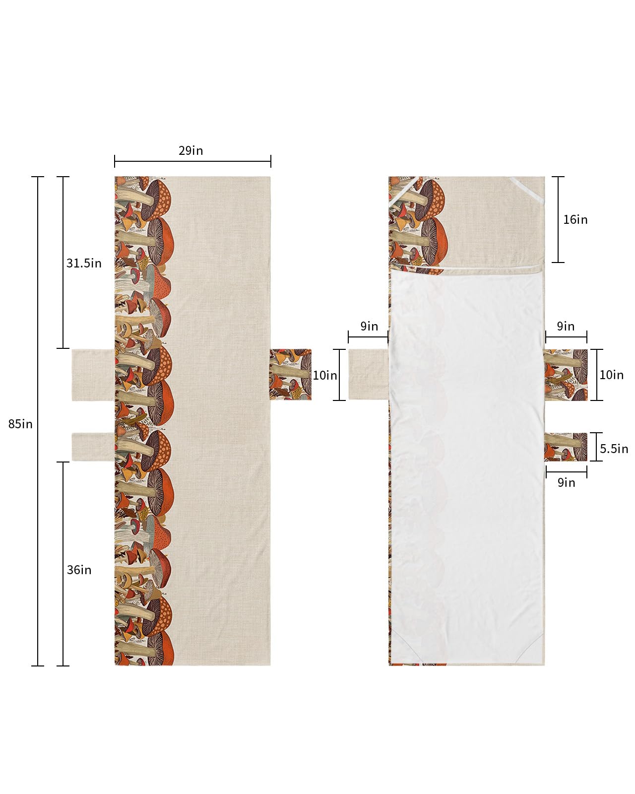 Forest Mushroom, Beach Lounge Chair Towel Cover, Soft Chaise Lounge Towel with Side Pockets Patio Pool Chairs Cover for Beach/Pool Sunbathing 29x85 Cartoon Magic Wonder-land Vintage Fairy Leaves