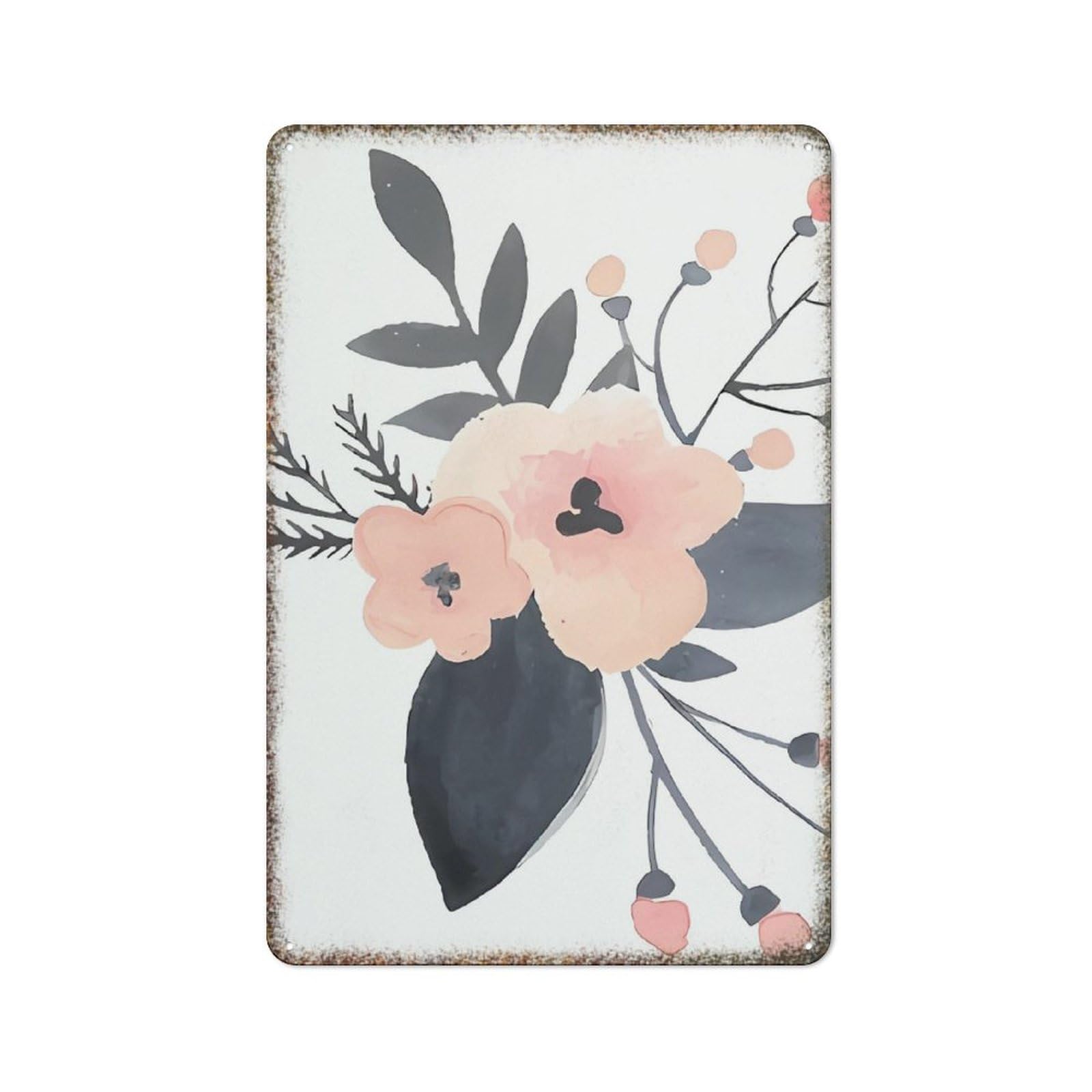Fresh Watercolor Flower Wall Art Simple Style Household Multi-scene Metal Decor Plaque 8x12 Inch