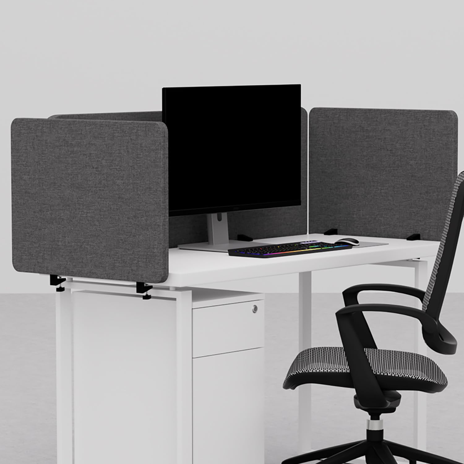 Desk Divider W/Clamp-on Design, Acoustic Desk Privacy Panel for Students, Office Privacy Shields Divider Partition Boards Noise Reducing, Soundproof Cubicle Mounted Panel Screen, Dark Grey,24''x16''