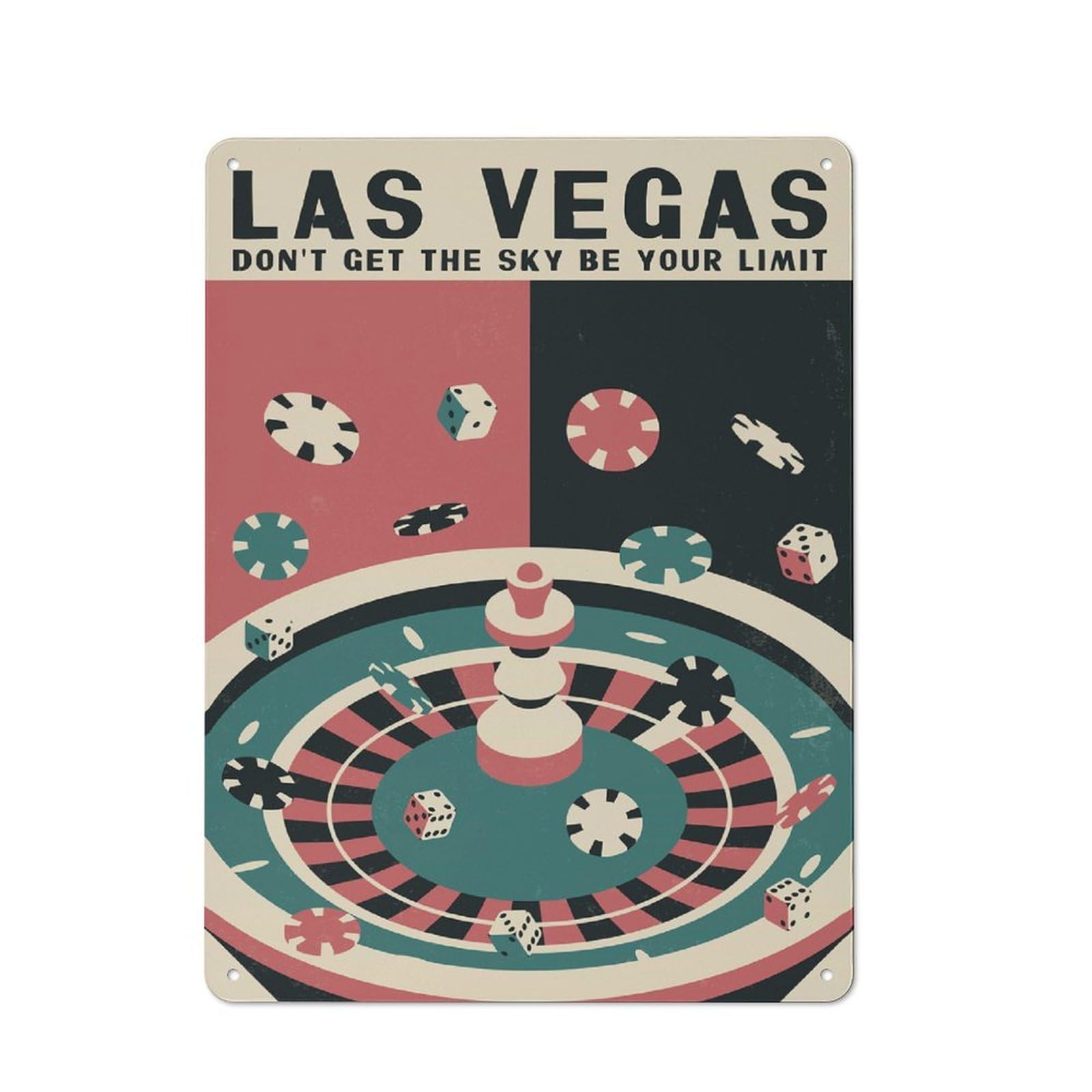 Junmoney Style-9 Las Vegas Casino Vintage Metal Wall Decor 40X30cm, Vintage Metal Sign For Hallway, Home Bar, Garage Or Study